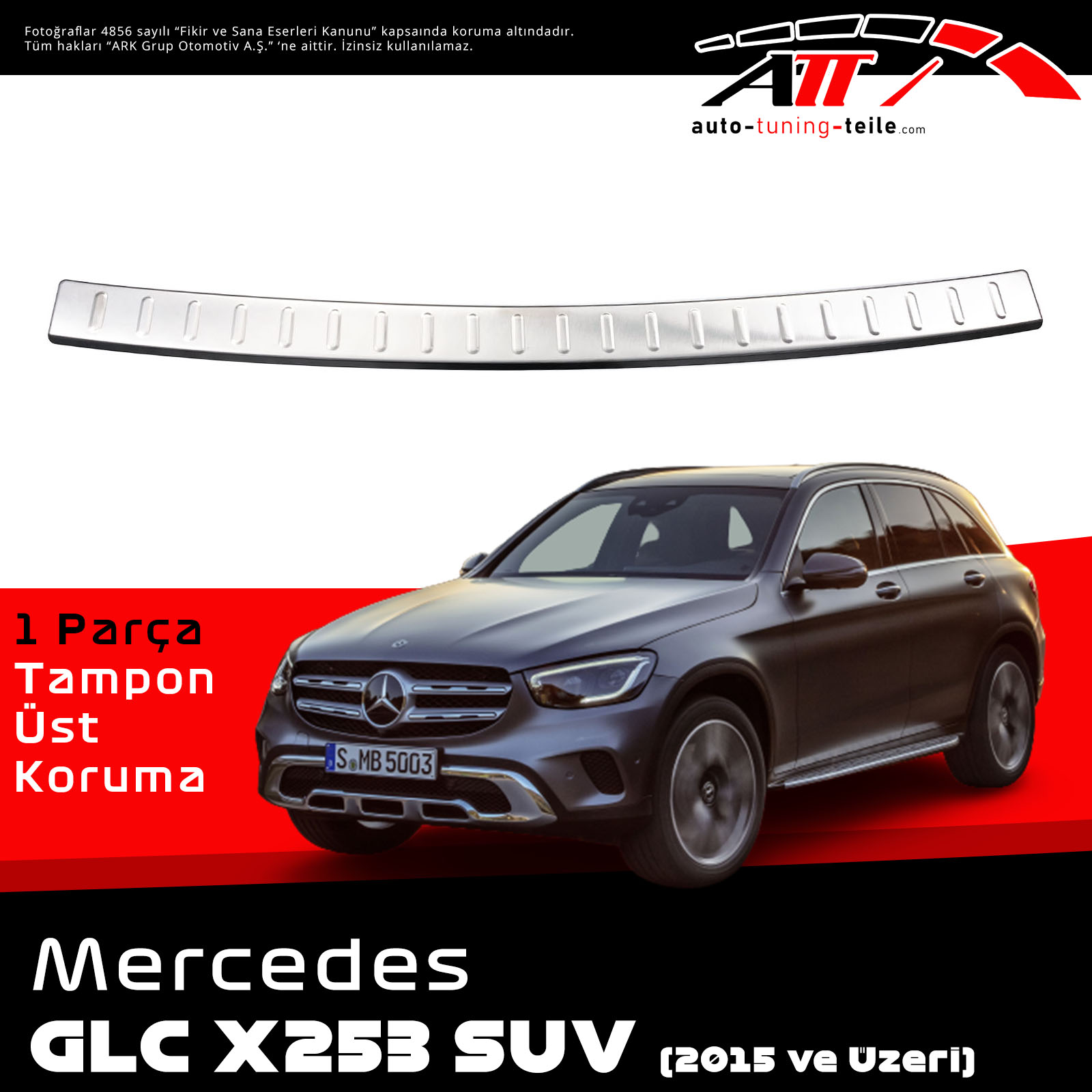MERCEDES BENZ GLC X253 SUV 2015 ARKA TAMPON ÜSTÜ CHROME