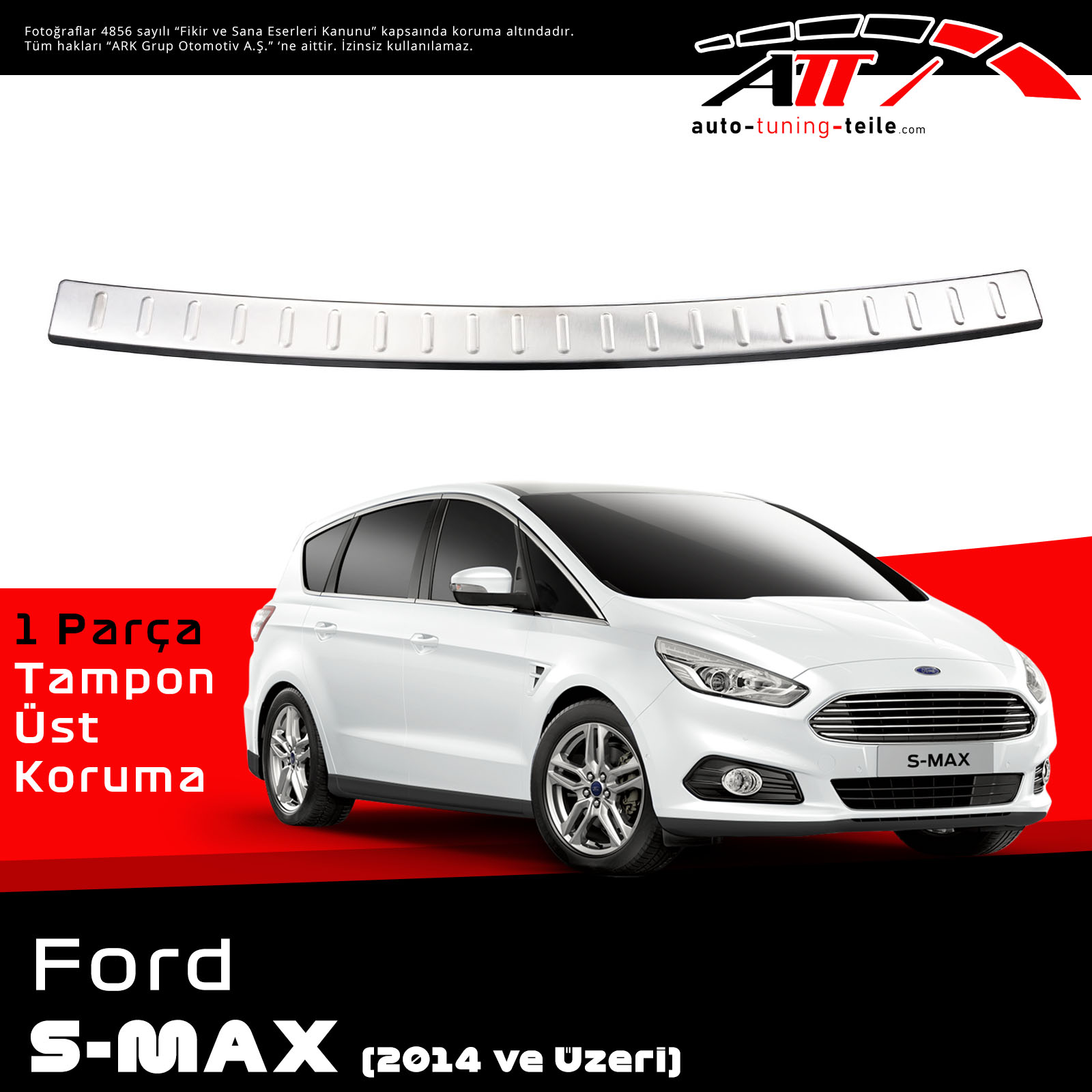 REAR BUMPER SILL COVER S. STEEL FORD S-MAX 2014 CHROM