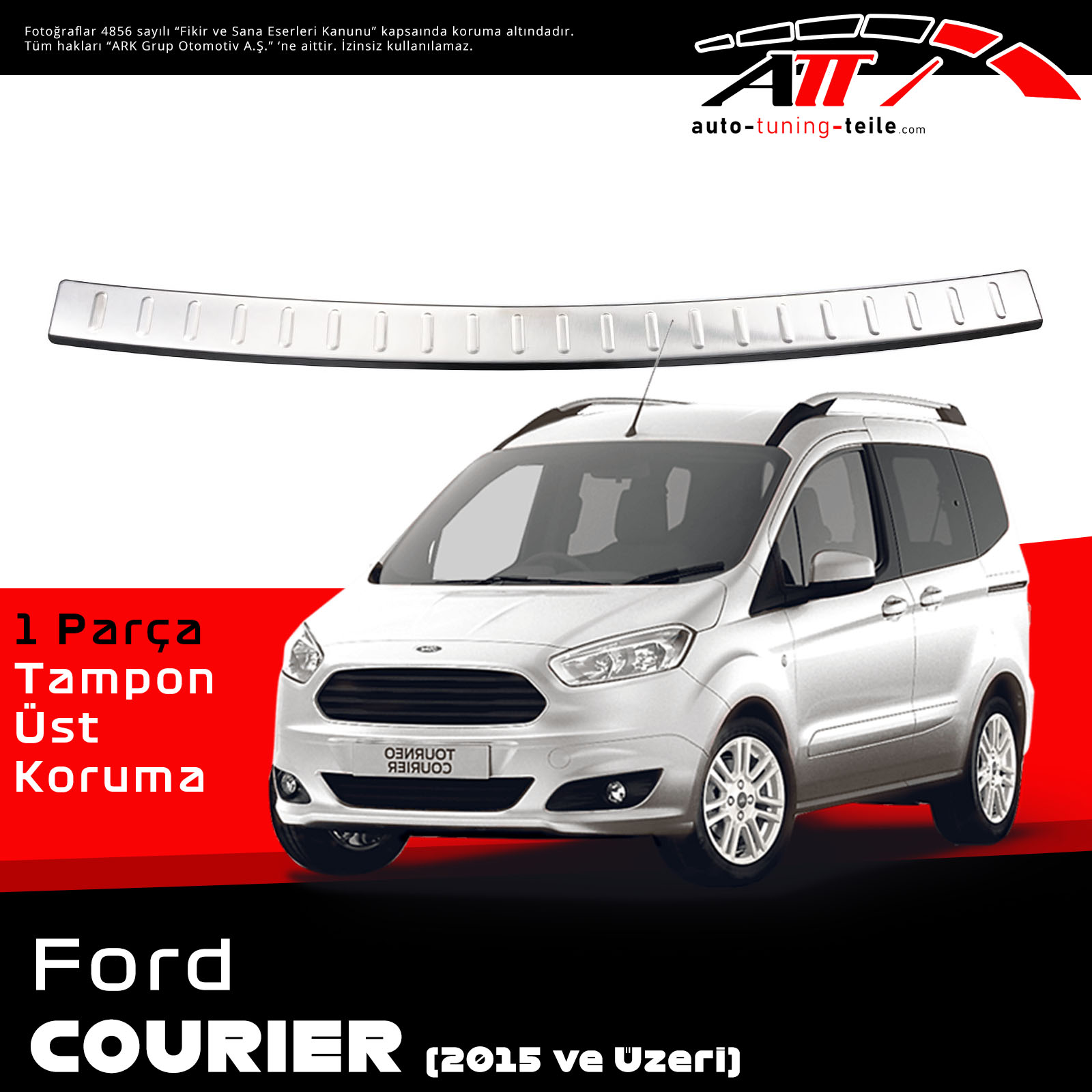 REAR BUMPER SILL COVER S. STEEL FORD COURIER 2015 CHROM