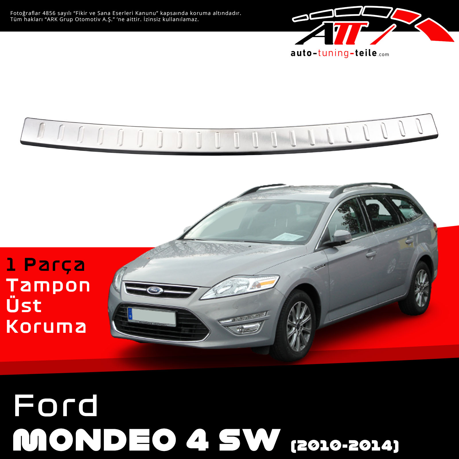 REAR BUMPER SILL COVER S. STEEL FORD MONDEO TURNER 4 bj 2010-2014 CHROM