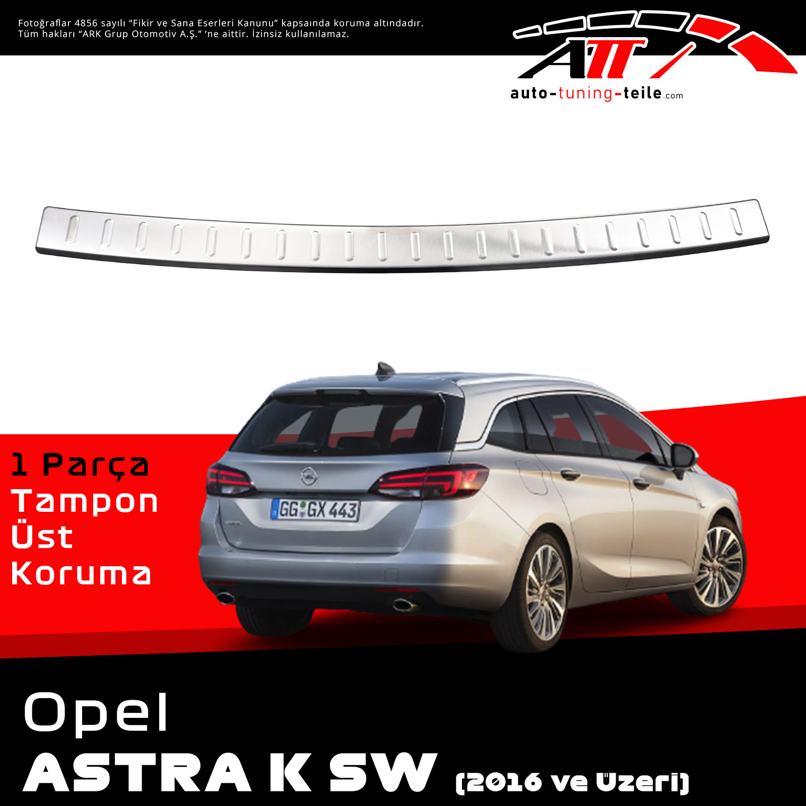 REAR BUMPER SILL COVER S. STEEL OPEL ASTRA H-SW 2004-2010 CHROM