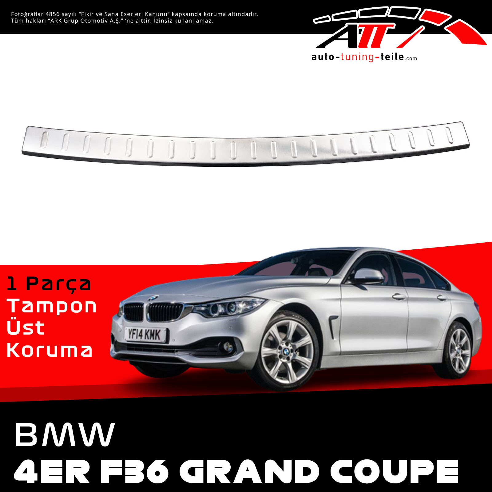 REAR BUMPER SILL COVER S. STEEL BMW 4 ER F36 GRAND COUPE 2014-2018 CHROM