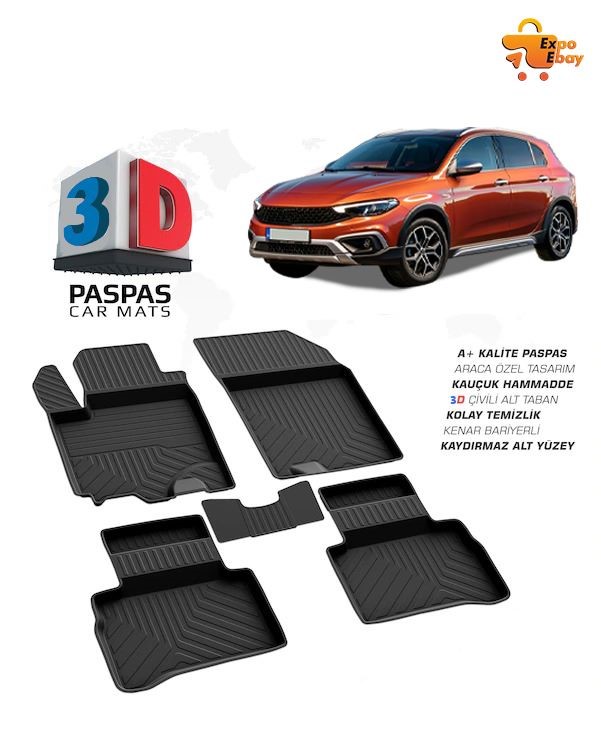 VW Taigo 2020 > 3D Black Car Floor Mats (8682578014706)