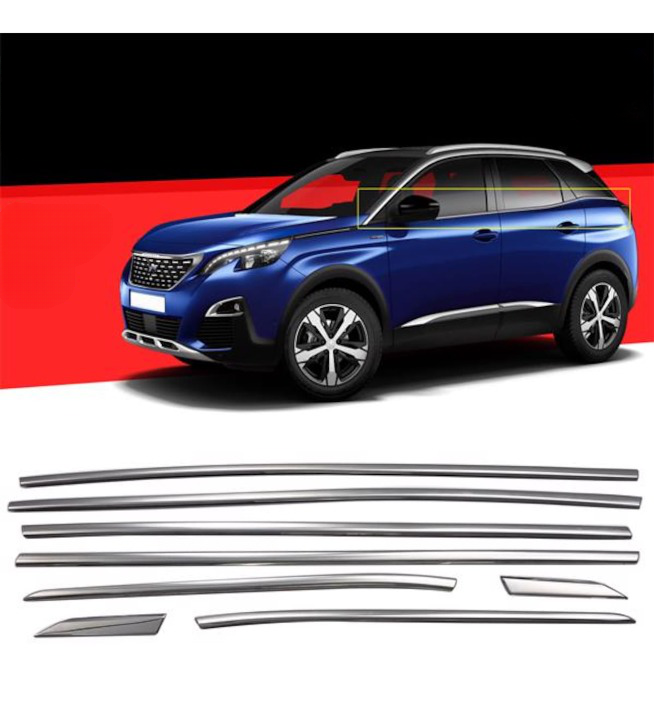 PEUGEOT 3008 CAM ÇITASI 8 PCS. CHROM 2016 >